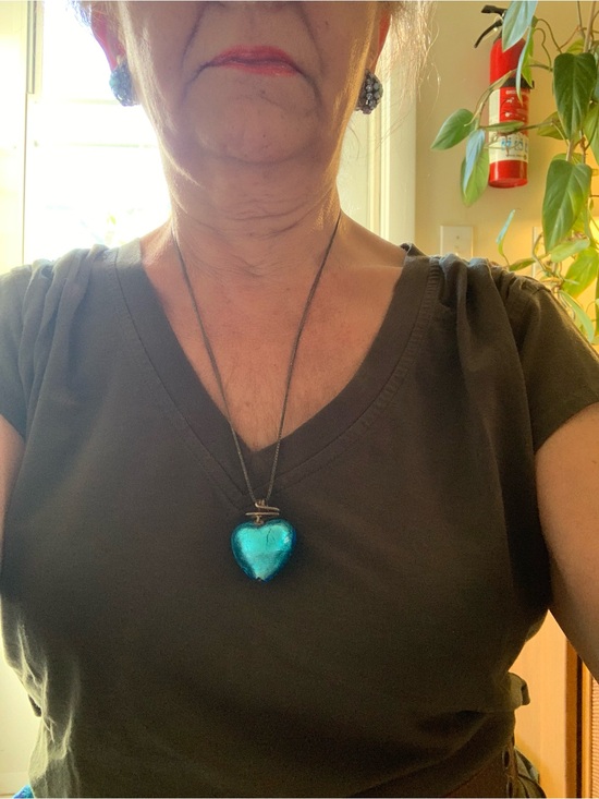 No Lable Jewelry - Turquoise Heart Pendant Necklace on Dark Cord